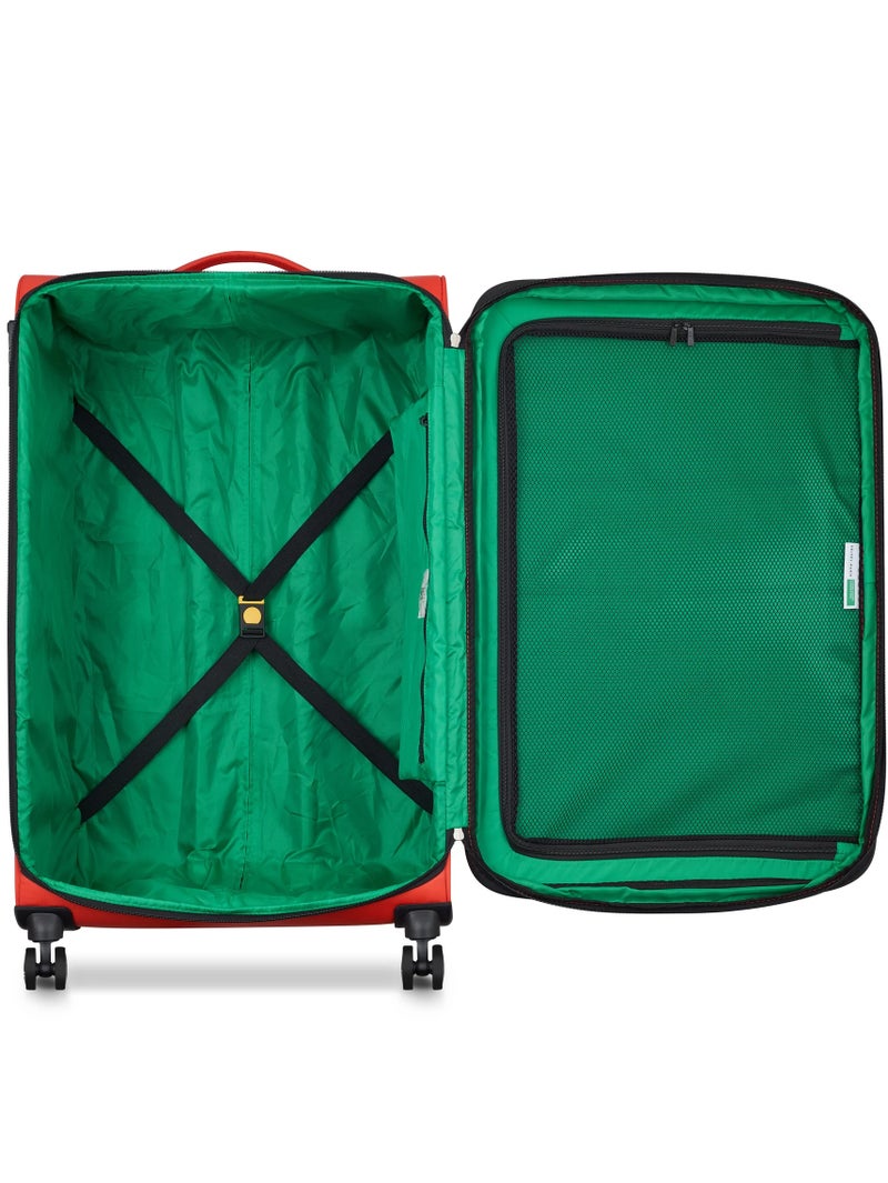 UNITED COLORS OF BENETTON Color Block 81 Cm 4-Double Wheeled Softside Expandable Check-In Luggage Trolley Case - Red - Image 3